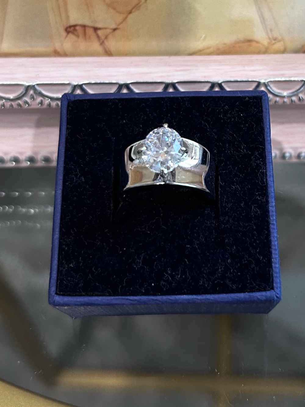 Brilliant Clear Solitaire Ring in Silver Tone - Women's Fashion Ring Size 8